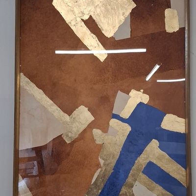 Sale Photo Thumbnail #189: Abstract Geometric Collage with Gold Leaf 2'9"x4'1"