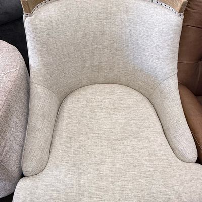 Sale Photo Thumbnail #198: Upholstered Accent Chair with Nailhead Trim and Wood Frame Accent
