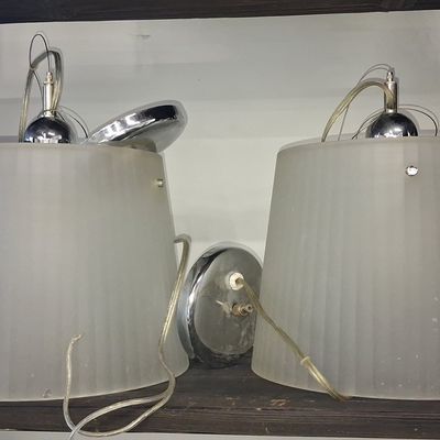 Sale Photo Thumbnail #213: Pair of Pablo Designs Solis Frosted Glass Pendant Lights