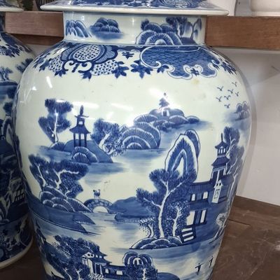 Sale Photo Thumbnail #217: Chinese Blue and White Porcelain Temple Jar