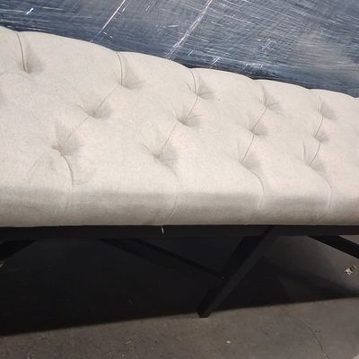Sale Photo Thumbnail #220: Tufted Beige Upholstered Bench with Black Legs 1'6"x5'