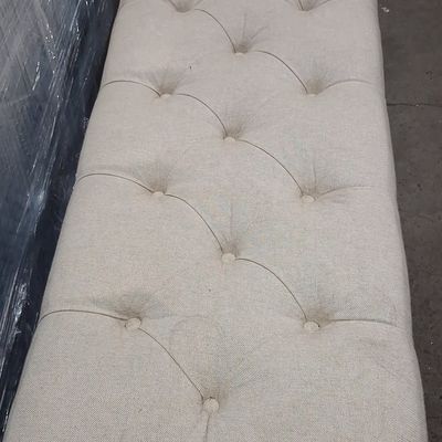 Sale Photo Thumbnail #222: Tufted Beige Upholstered Bench with Black Legs 1'6"x5'