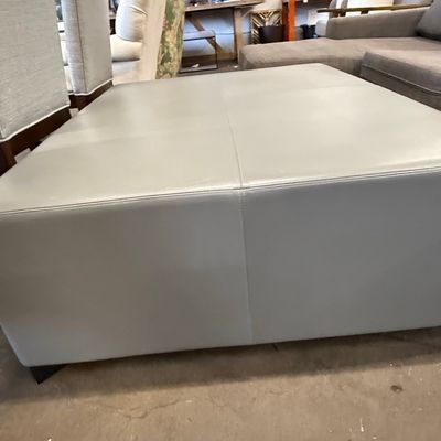 Sale Photo Thumbnail #224: Modern Grey Faux Leather Square Ottoman