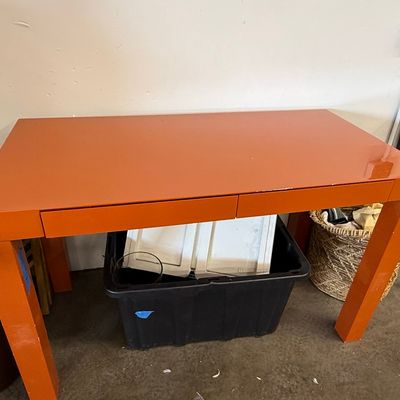 Sale Photo Thumbnail #271: Postmodern Tangerine Orange Waterfall Desk