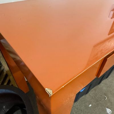 Sale Photo Thumbnail #274: Postmodern Tangerine Orange Waterfall Desk