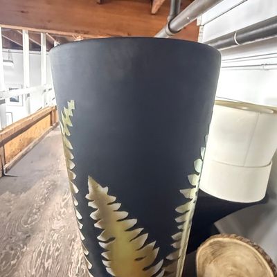 Sale Photo Thumbnail #314: Black and Gold Fern Silhouette Floor Vase