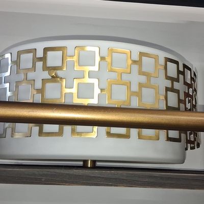 Sale Photo Thumbnail #317: Jonathan Adler Parker Geometric Gold-Tone Drum Flush Mount Light