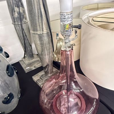 Sale Photo Thumbnail #331: Pink Glass Decanter Table Lamp