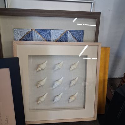 Sale Photo Thumbnail #364: Coastal Seashell Grid Shadow Box Art