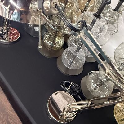 Sale Photo Thumbnail #368: Articulated Arm Table Lamp with Glass Bubble Base