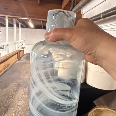 Sale Photo Thumbnail #375: IKEA PS 2017 Glass Vase by Iina Vuorivirta with White Swirl Pattern