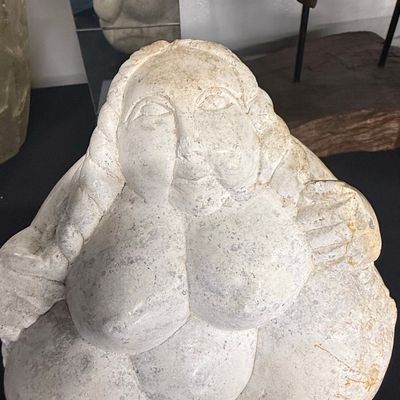 Sale Photo Thumbnail #376: Carved Stone 'Fat Lady' Figurine with Braids