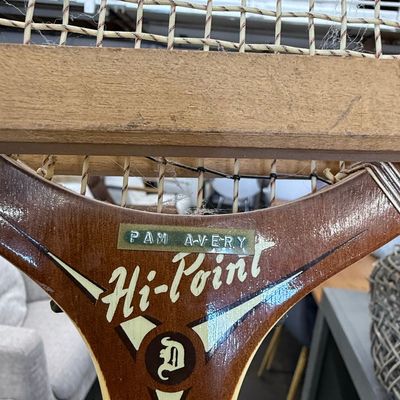 Sale Photo Thumbnail #380: Tad Davis Hi-Point Wooden Tennis Racket with "PAM AVERY" Personalization