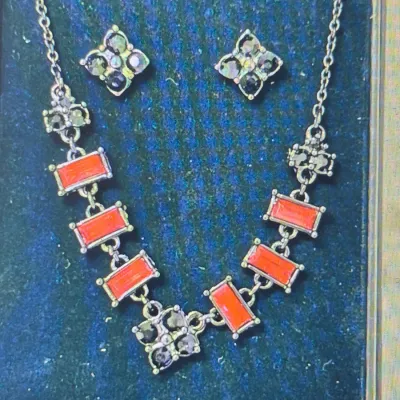 Sale Photo Thumbnail #126: Avon Mila Gift Set Faux Pearls, Silver Plate & Crystals Necklace NIB Perfect Cond & Red Choker w/ earrings