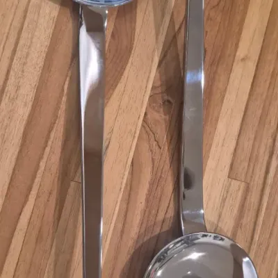 Sale Photo Thumbnail #231: MESA set Stainless Steel Modern serving laddles ~ NEW in Box



each ladle is 14" long / 4" diam.

Solid 20 gauge Stainless Steel

MESA and Made in Italy

This of NOS [new old stock] circ. 1980s Florida Decor Gallery