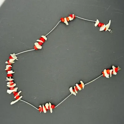 Sale Photo Thumbnail #304: Vintage Coral And Sterling Necklace ~ 18" Excellent condition, no damage or issues, loss of stones