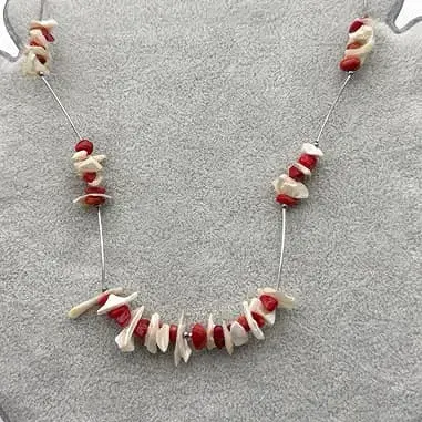 Sale Photo Thumbnail #306: Vintage Coral And Sterling Necklace ~ 18" Excellent condition, no damage or issues, loss of stones
