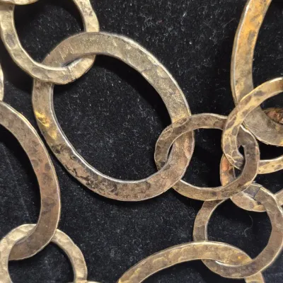 Sale Photo Thumbnail #320: Circles / Circles Galore w/ toggle closure ~ brass 
overall 14" choker