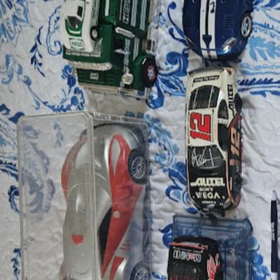 Large diecast cars (4 race cars plus Hess truck)