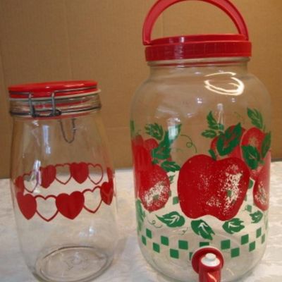 Sale Photo Thumbnail #133: Dispenser jar is 1 gallon, & has a pour spout as well as a spigot, canning jar is 1.5L