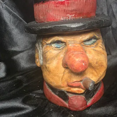 Vintage W.C. Fields Chalkware Bust Planter Vase Cigar Holder Statue