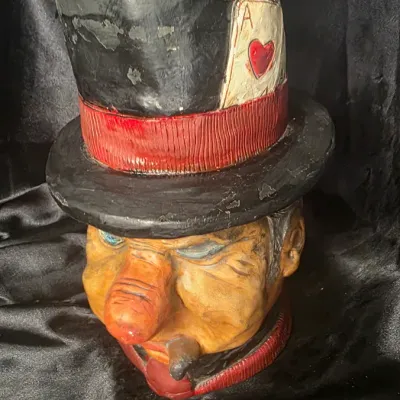 Vintage W.C. Fields Chalkware Bust Planter Vase Cigar Holder Statue