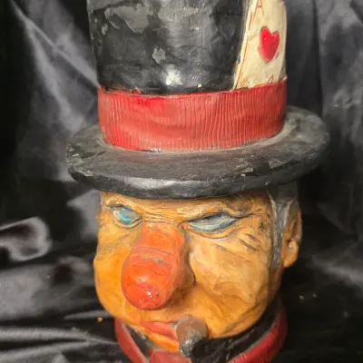 Vintage W.C. Fields Chalkware Bust Planter Vase Cigar Holder Statue