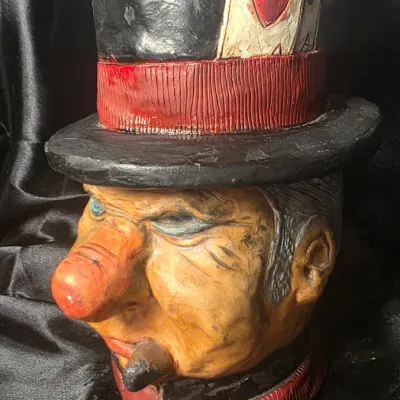Vintage W.C. Fields Chalkware Bust Planter Vase Cigar Holder Statue