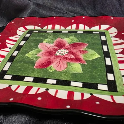 Certified International Sue Zipkin Poinsettia Holiday Serving Platter