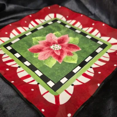 Certified International Sue Zipkin Poinsettia Holiday Serving Platter