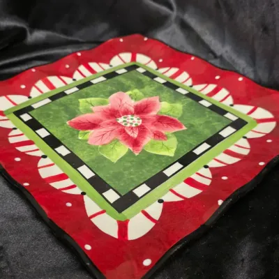 Certified International Sue Zipkin Poinsettia Holiday Serving Platter