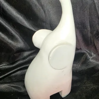 Modern White Ceramic Elephant Figurine Trunk Up Lucky Home Decor Minimalist Sculpture