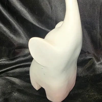 Modern White Ceramic Elephant Figurine Trunk Up Lucky Home Decor Minimalist Sculpture