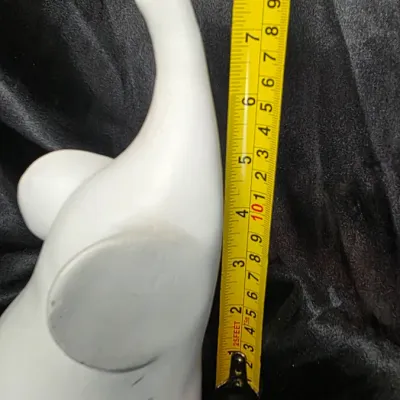 Modern White Ceramic Elephant Figurine Trunk Up Lucky Home Decor Minimalist Sculpture