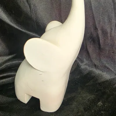 Modern White Ceramic Elephant Figurine Trunk Up Lucky Home Decor Minimalist Sculpture