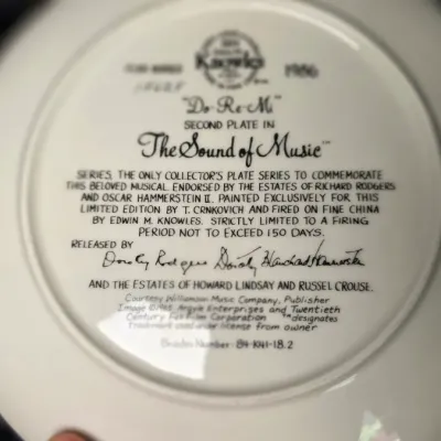 The Sound of Music Do-Re-Mi Bradford Exchange Collector Plate by T Crnkovich 1986