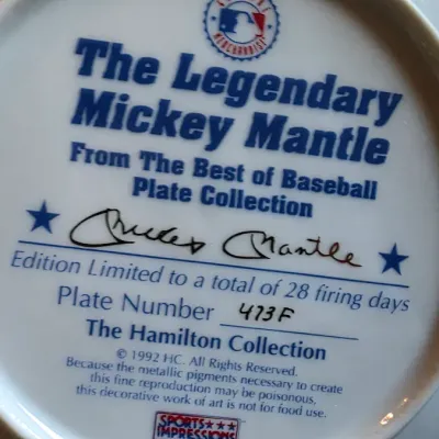 The Legendary Mickey Mantle Limited Edition Collector Plate