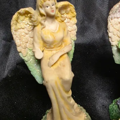 Vintage Angel Figurines Set of 4 Hand Painted Resin Cherub Decor Collection