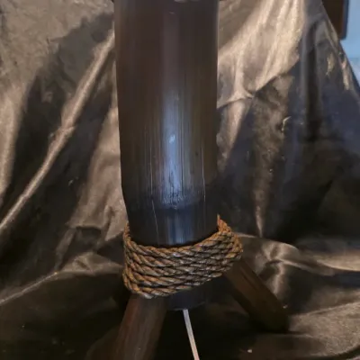 LOCAL ONLY - Vintage Mid Century Bamboo Tripod Lamp Rattan Woven Shade Coastal Boho