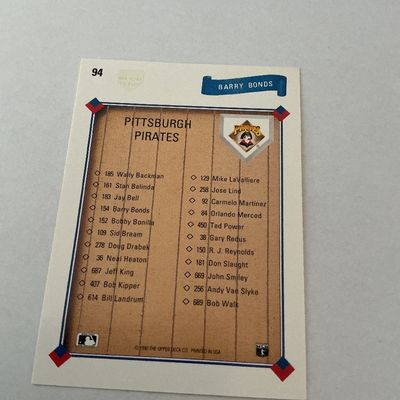 Barry Bonds Baseball Card