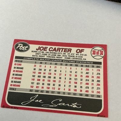 Joe Carter Baseball Card