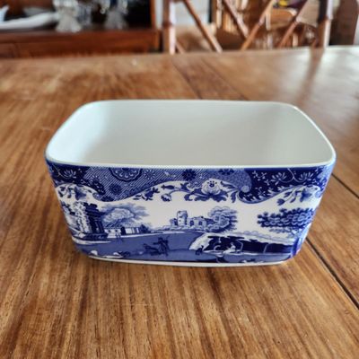 SPODE BLUE AND WHITE SQUARE SERVING BOWL