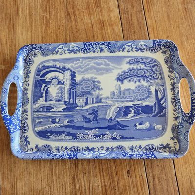 SPODE LARGE BLUE AND WHITE HANDLED SERVING TRAY