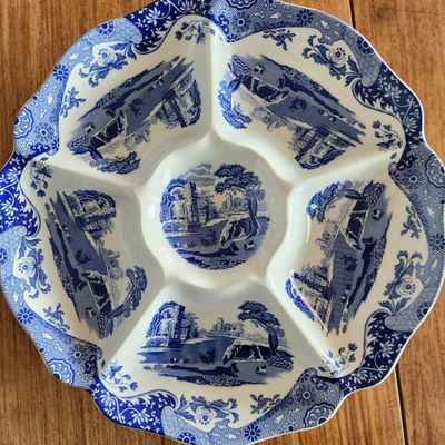 SPODE BLUE ITALIAN FIVE-SECTION RELISH TRAY