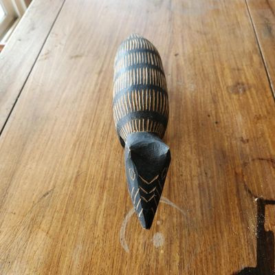 CARVED WOOD ARMADILLO FIGURINE