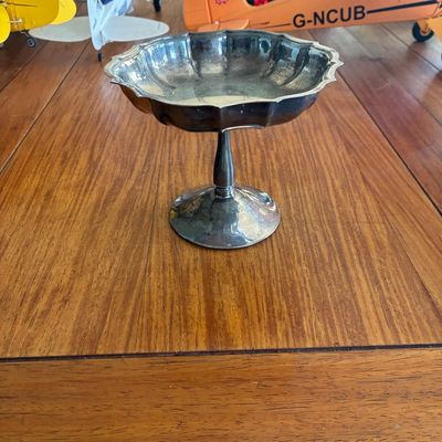 VINTAGE SILVER-TONE PEDESTAL DISH