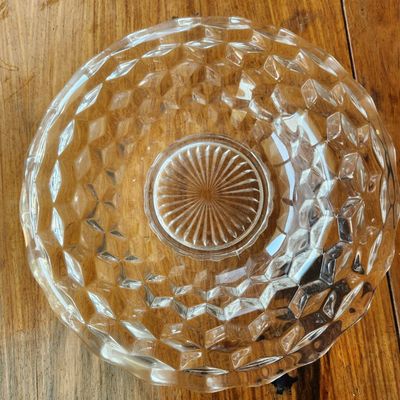 ROUND PRESSED GLASS DIAMOND-PATTERN BOWL