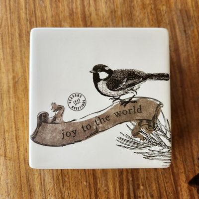 JOY TO THE WORLD BIRD CERAMIC TRIVET