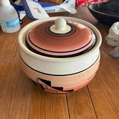 SOUTHWEST-STYLE PAINTED CERAMIC LIDDED JAR