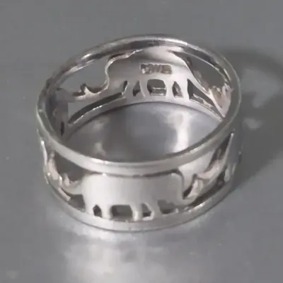 Sale Photo Thumbnail #337: Vintage "Journey Elephants " lucky RING ~ Size 7 
Hallmarked 925 & SWM
